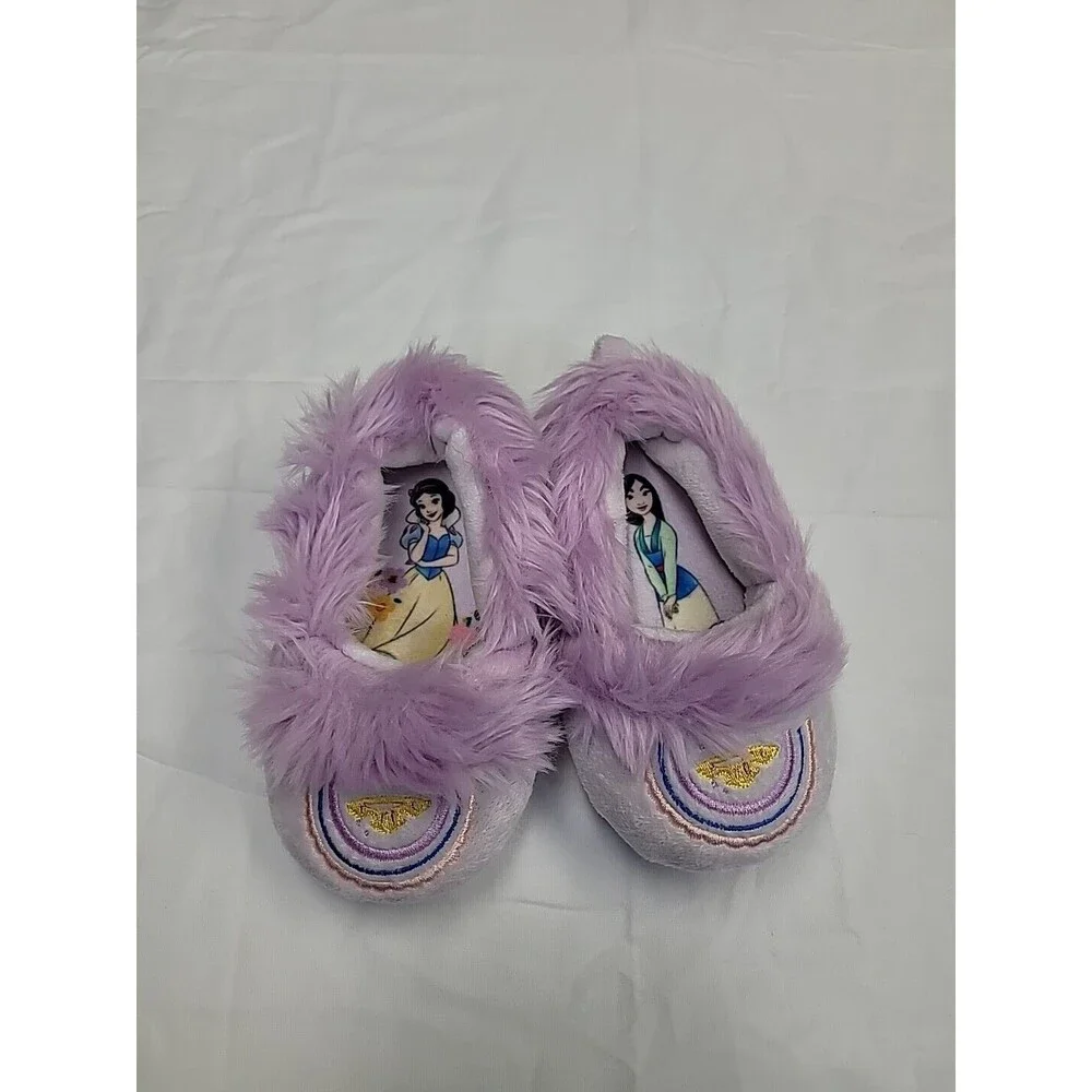 Disney‎ Princess Toddler Girl Snow White Mulan Cozy Faux Fur Slippers 7/8 Purple